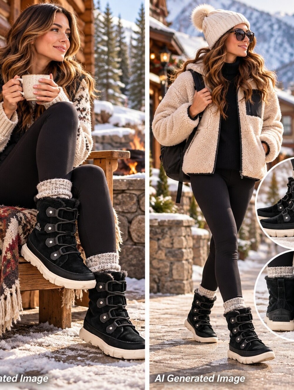 SOREL Explorer II Joan Waterproof Boots Women 9 Black Suede Moc Style Fur